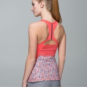 LULULEMON Sz 6 Mesh With Me Coral Floral Prism Petal Orange Tank Top